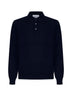 Blue virgin wool, viscose and cashmere polo shirt