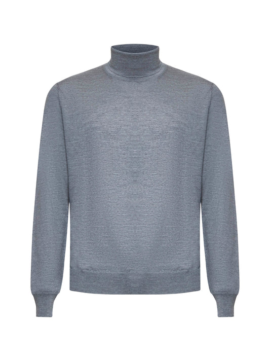 Grey virgin wool turtleneck sweater
