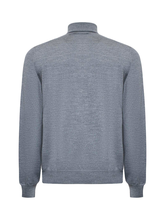 Grey virgin wool turtleneck sweater