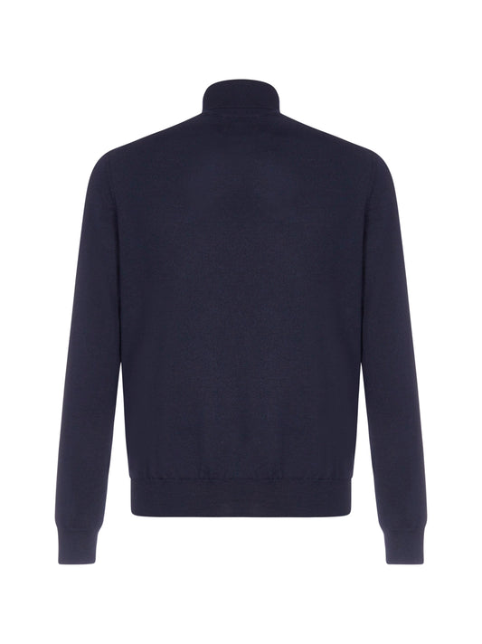 Blue turtleneck sweater