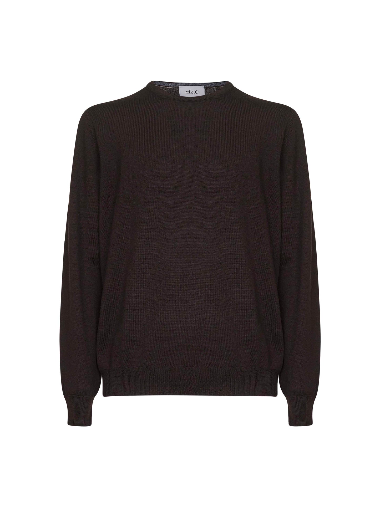 Brown virgin wool knit crewneck sweater