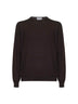 Brown virgin wool knit crewneck sweater