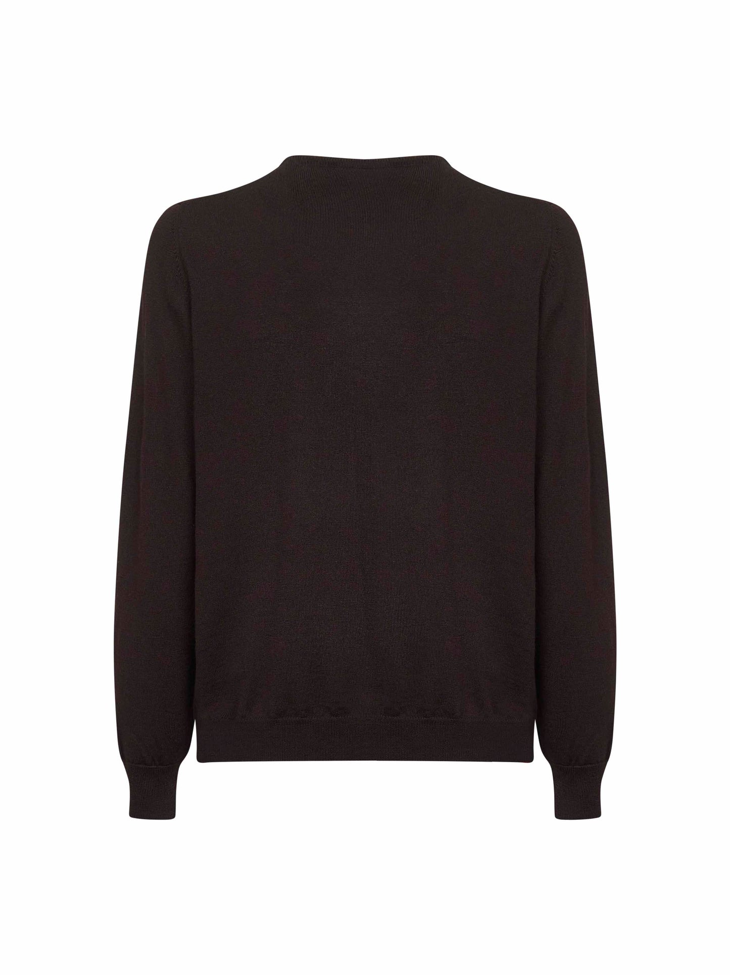 Brown virgin wool knit crewneck sweater