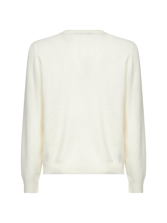 Maglia girocollo in misto lana e cashmere bianco
