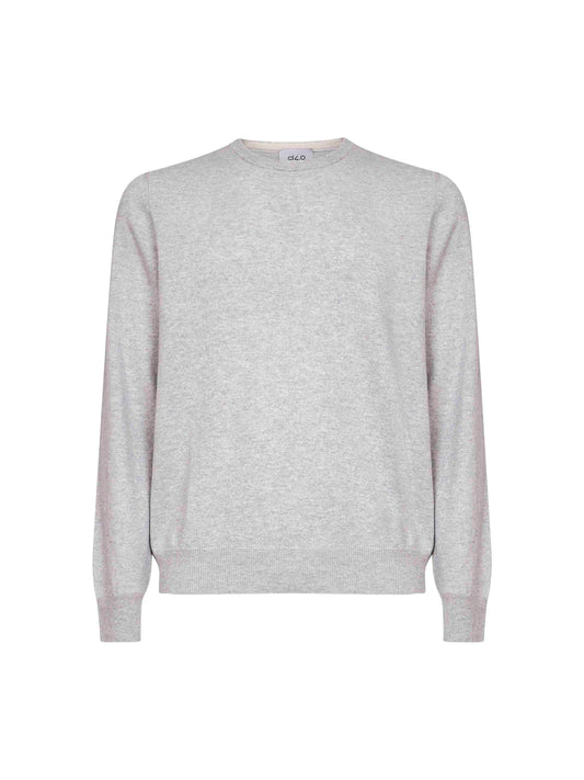Grey wool and cashmere blend crewneck sweater