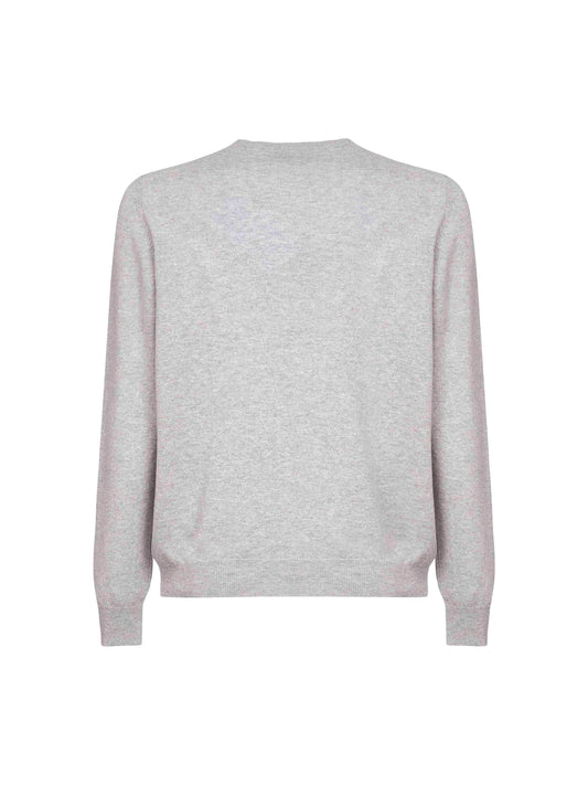 Grey wool and cashmere blend crewneck sweater