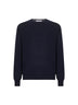 Blue wool and cashmere blend crewneck sweater