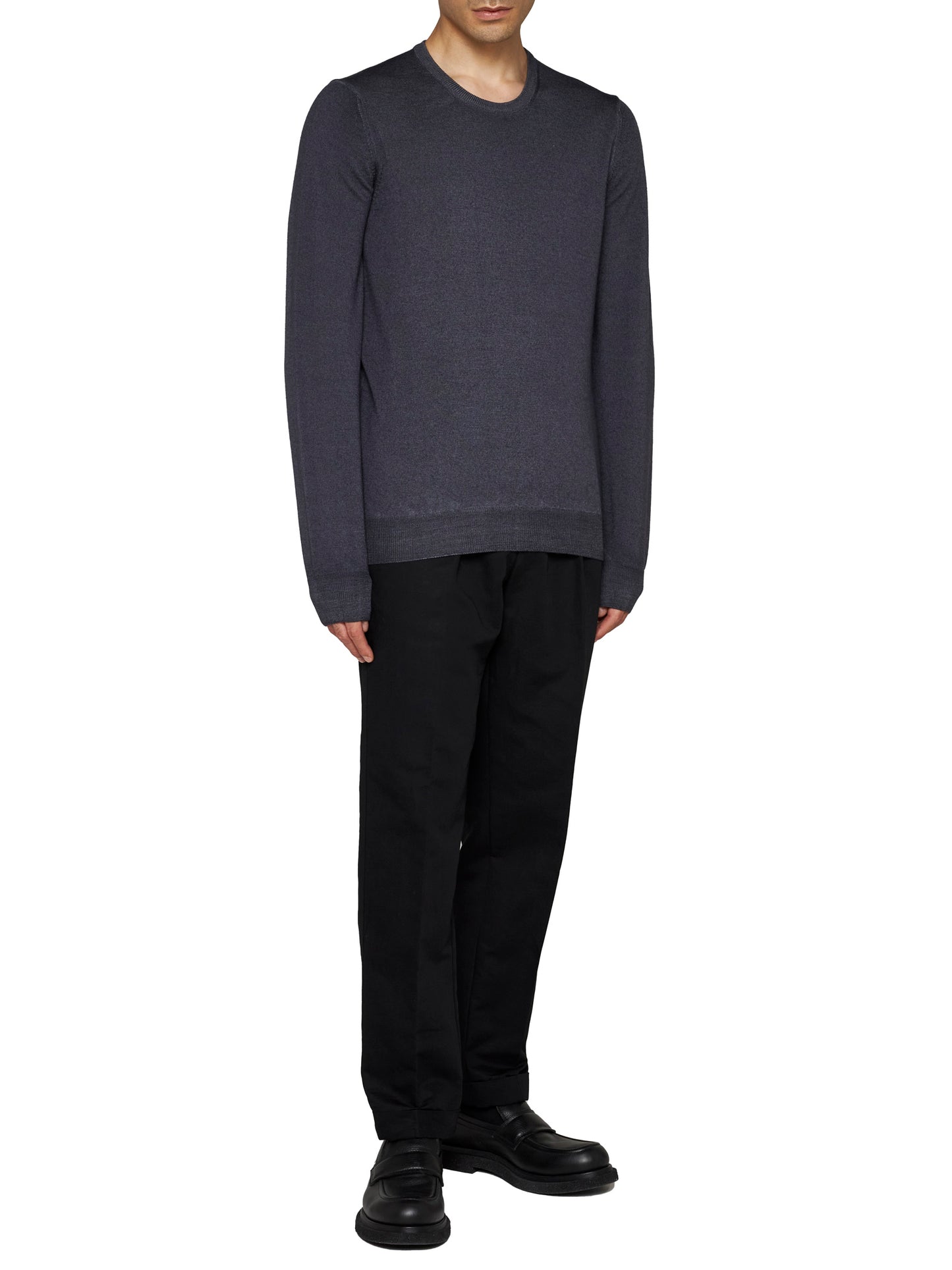 Grey wool crewneck sweater