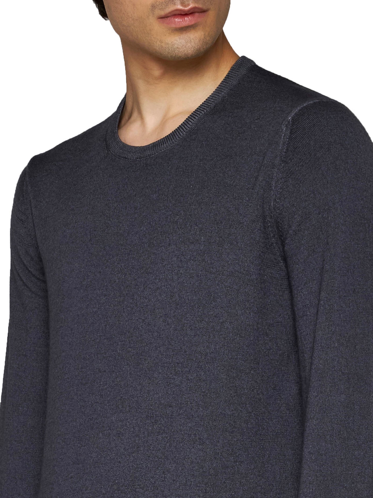 Grey wool crewneck sweater