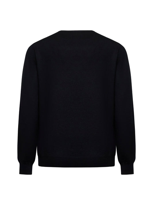 Black virgin wool crewneck sweater