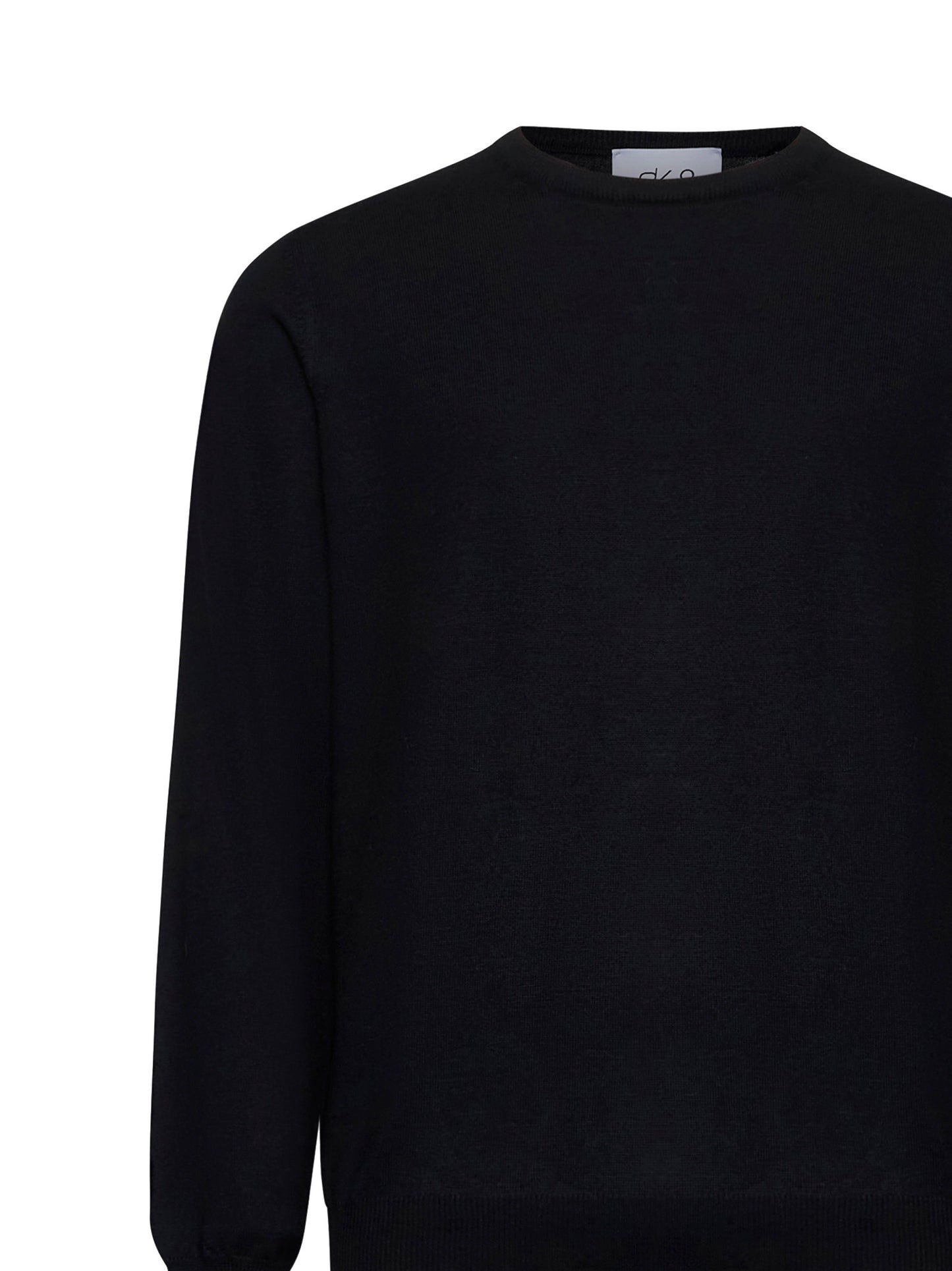 Black virgin wool crewneck sweater