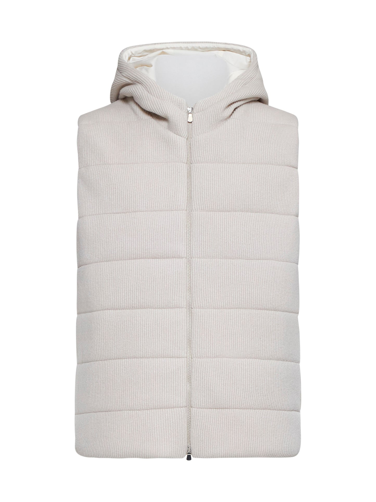 Pink knit padded hooded vest