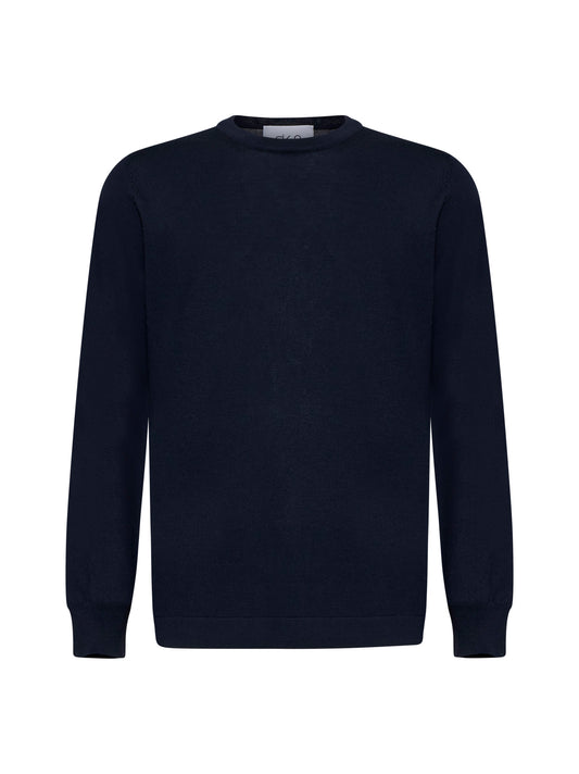 Blue merino wool Athleisure crewneck