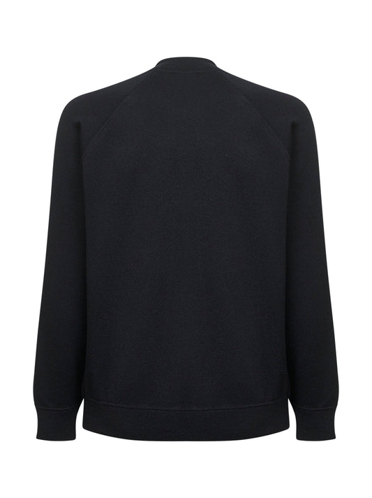 Cardigan stile bomber in lana vergine nera