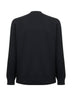 Black virgin wool knit bomber-style cardigan