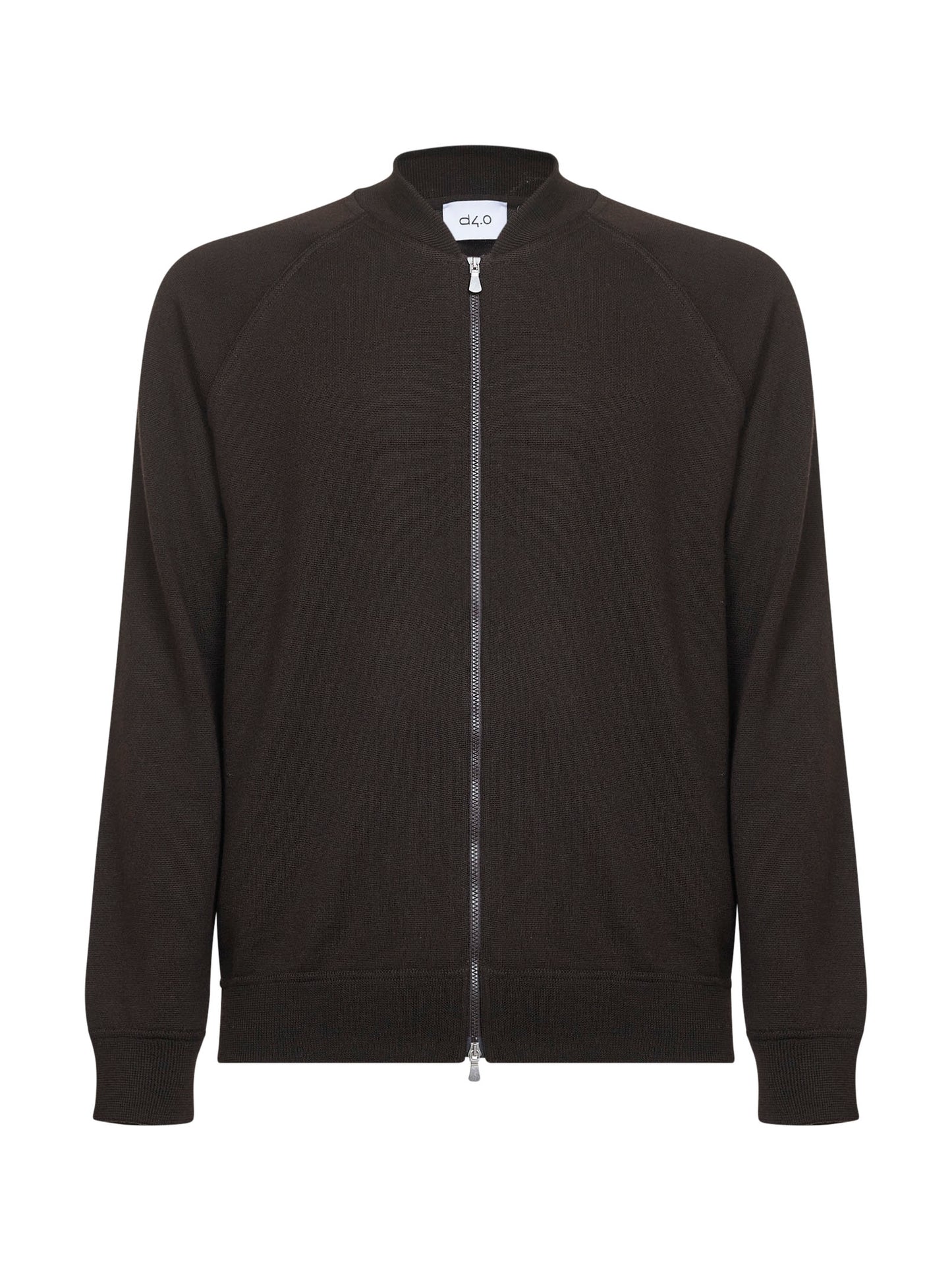 Cardigan stile bomber in lana vergine marrone
