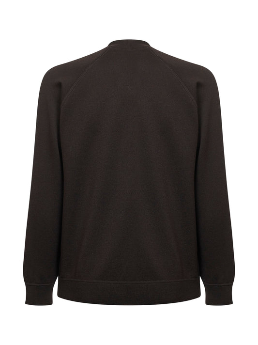 Cardigan stile bomber in lana vergine marrone