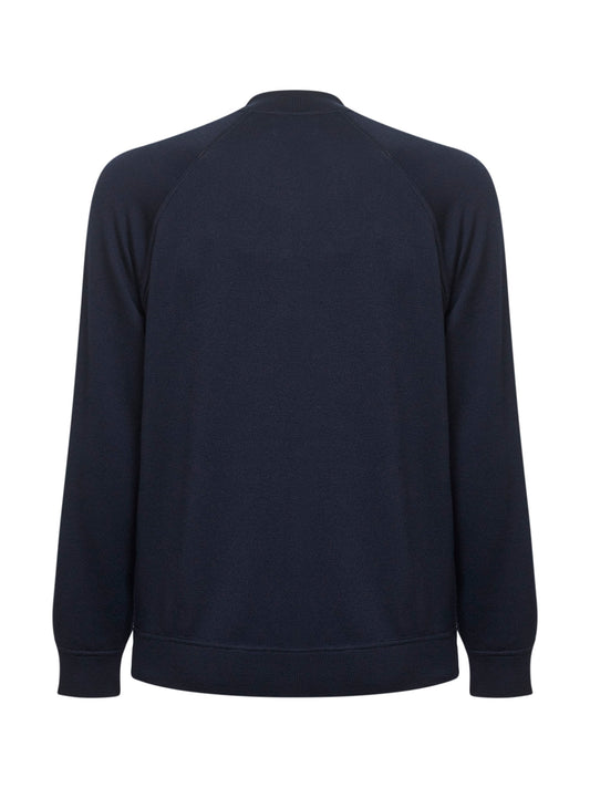 Cardigan stile bomber in lana vergine blu