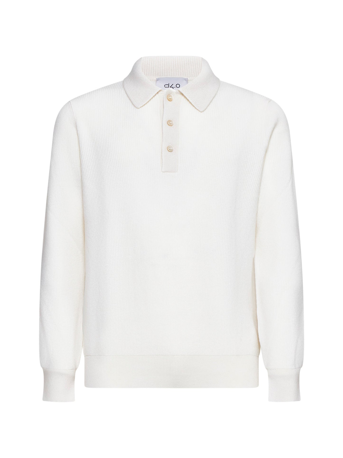 Ivory English rib knit polo shirt