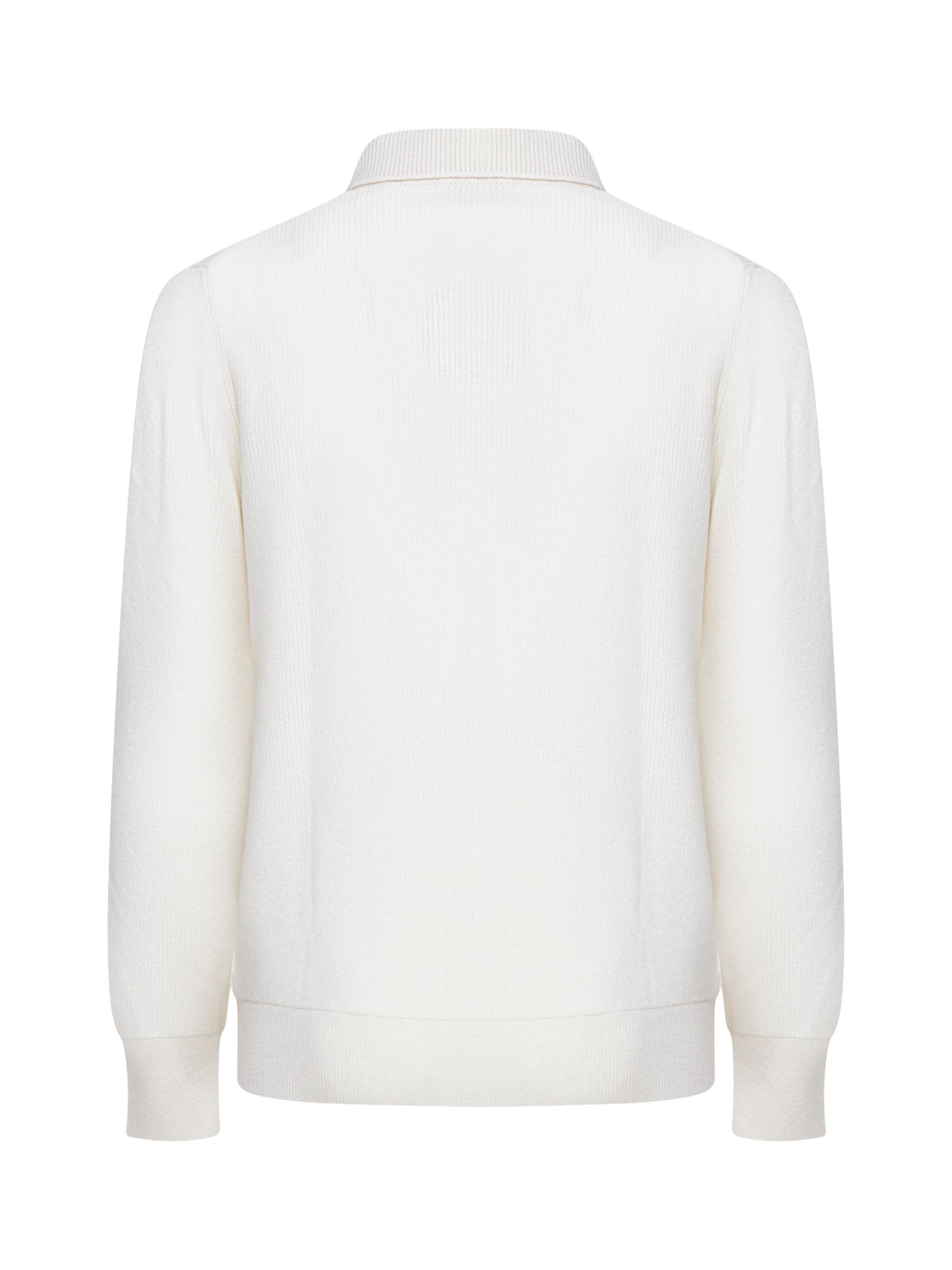 Ivory English rib knit polo shirt