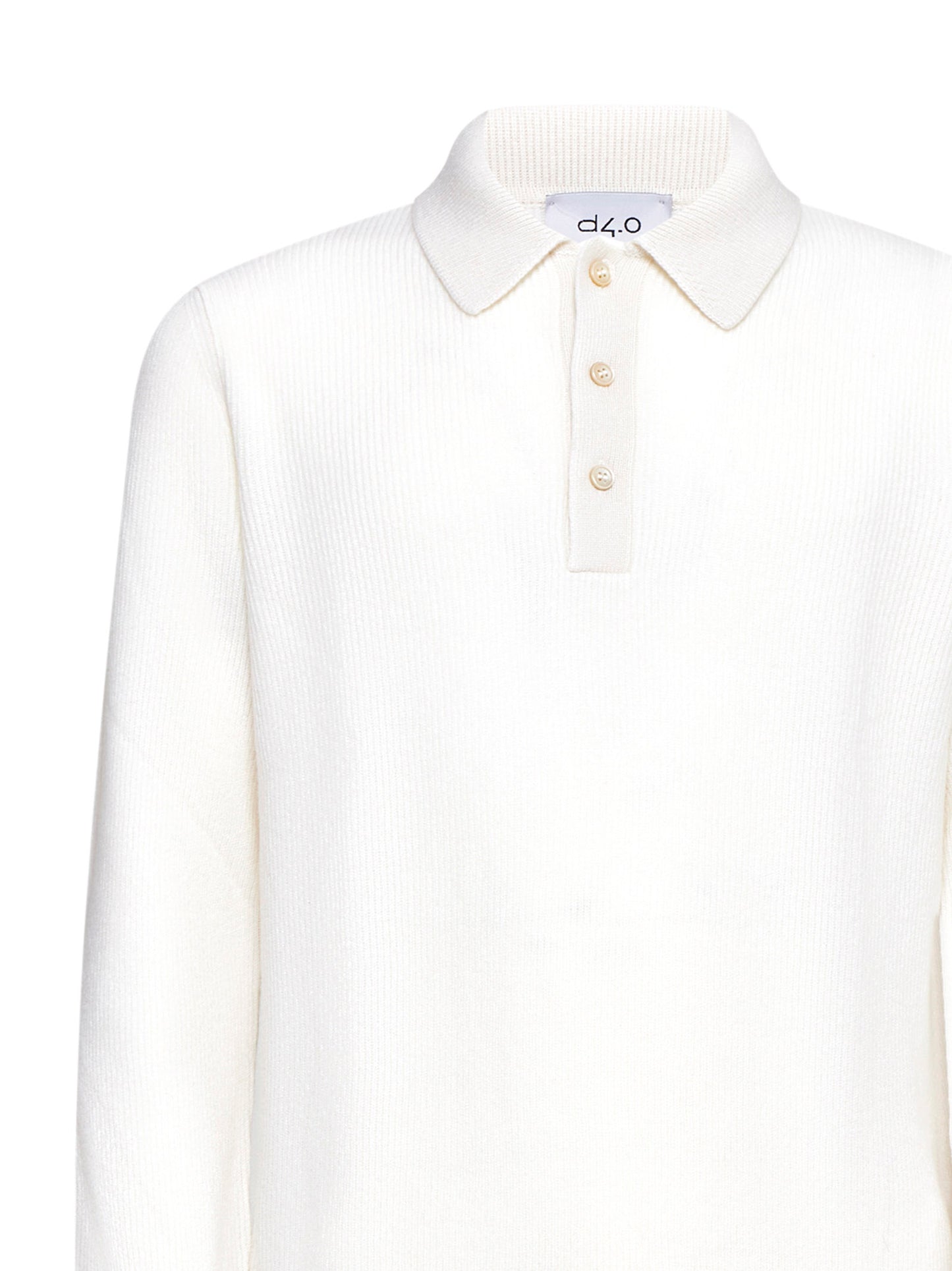 Ivory English rib knit polo shirt