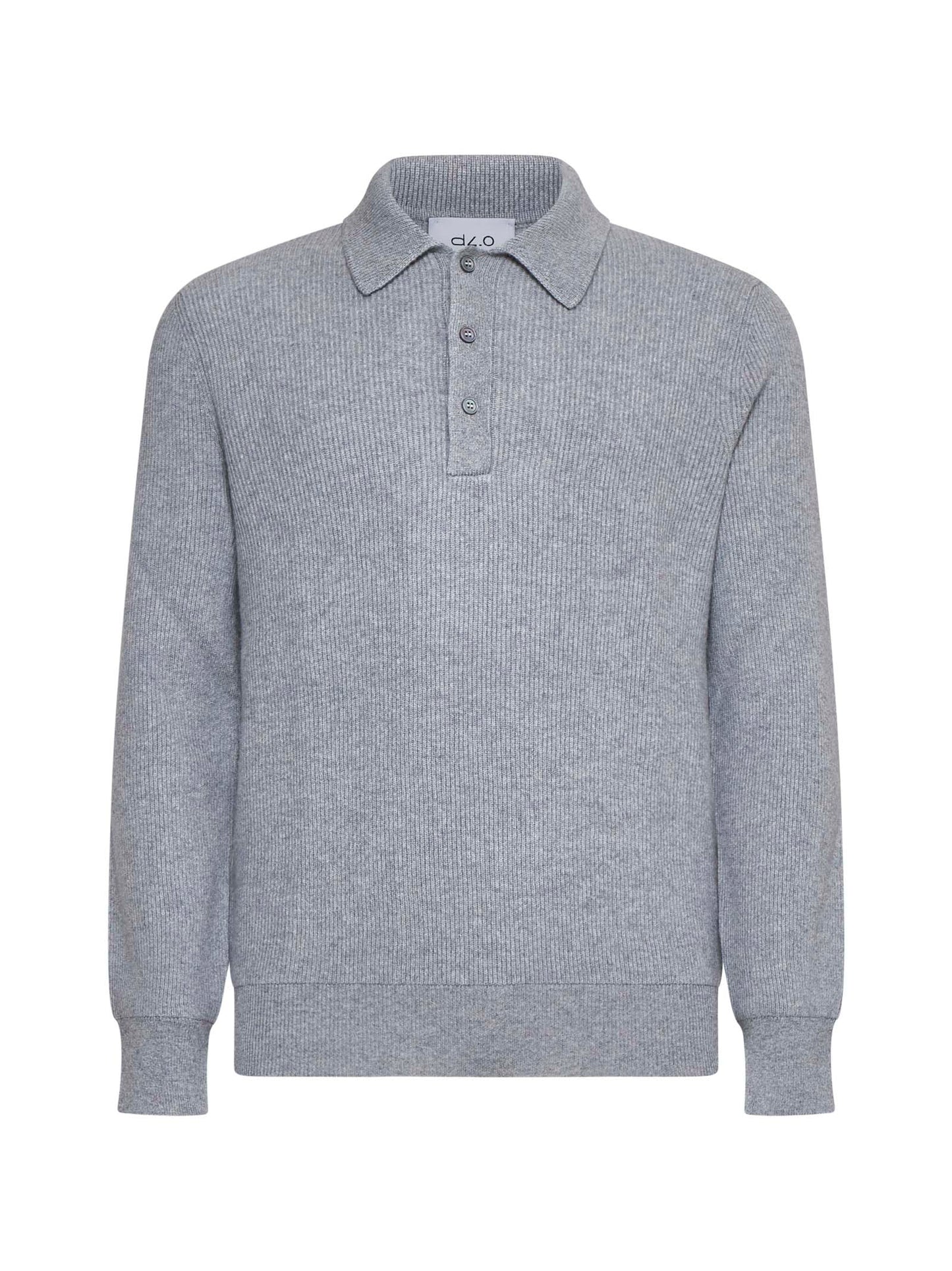 Grey English rib knit polo shirt