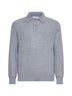 Grey English rib knit polo shirt