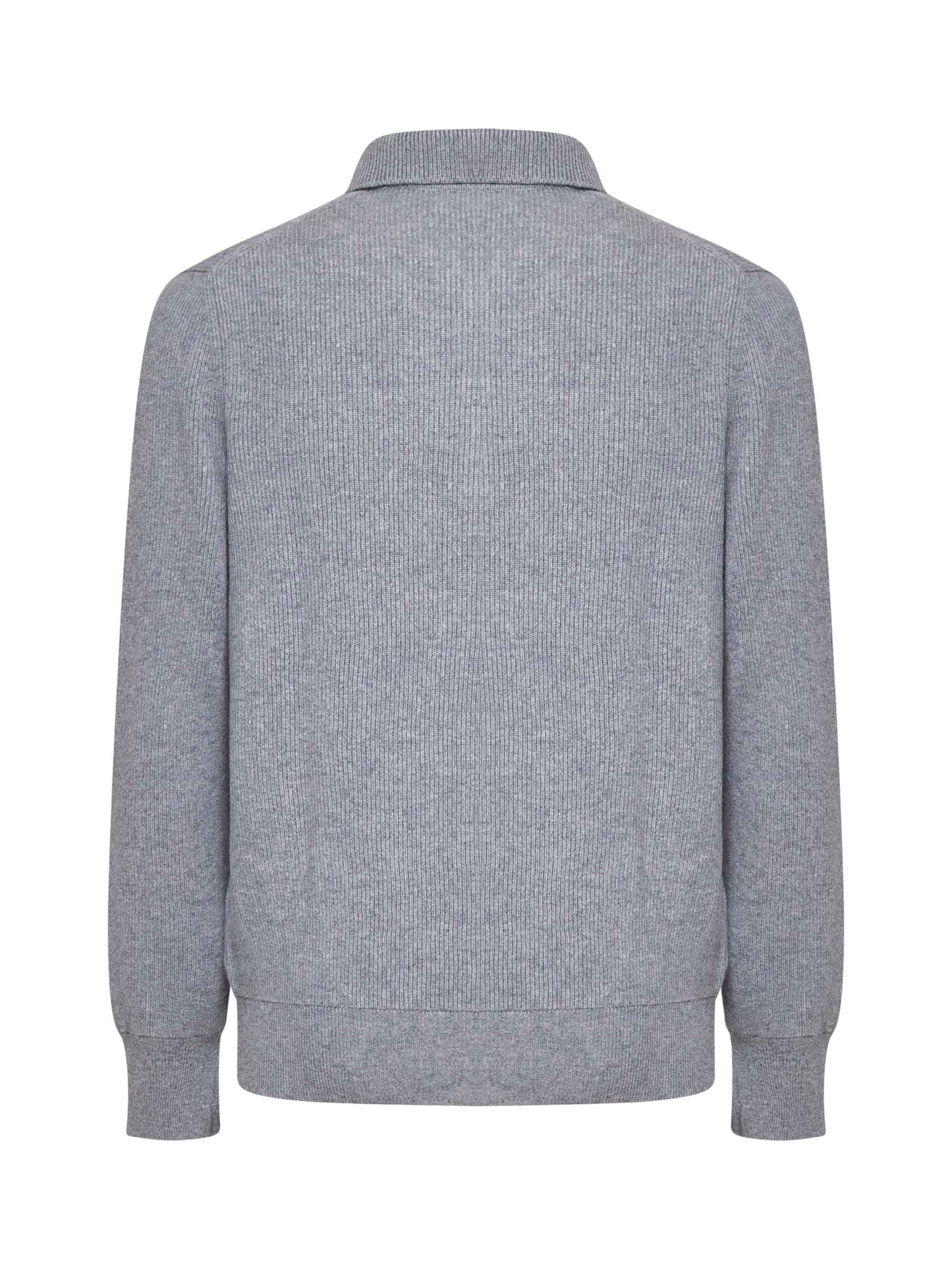 Grey English rib knit polo shirt