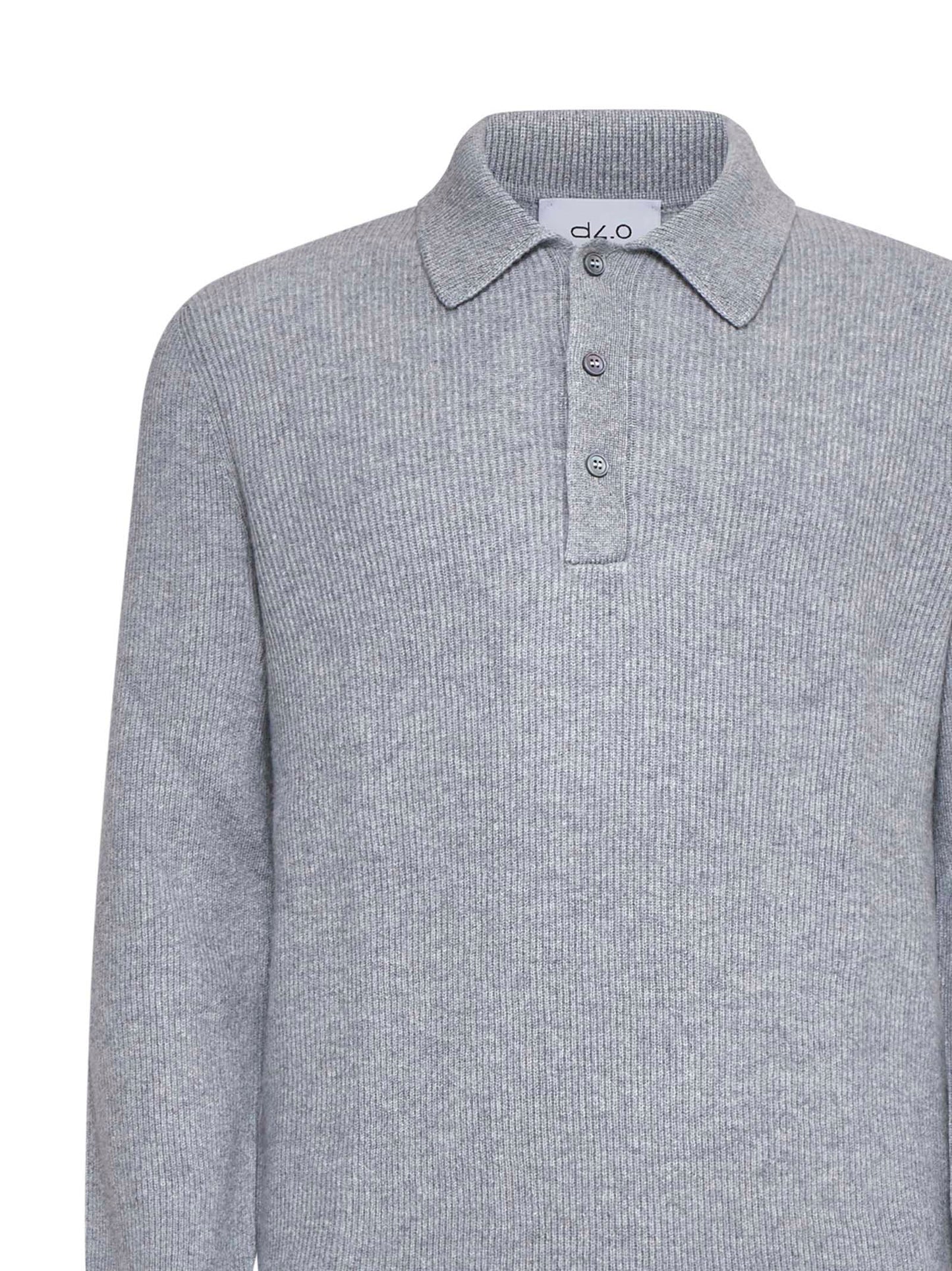Grey English rib knit polo shirt