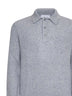 Grey English rib knit polo shirt