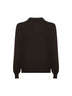 Brown virgin wool knit buttonless polo shirt