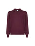 Burgundy virgin wool knit buttonless polo shirt