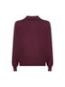 Burgundy virgin wool knit buttonless polo shirt