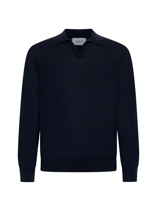 Black knit Skipper Athleisure polo shirt