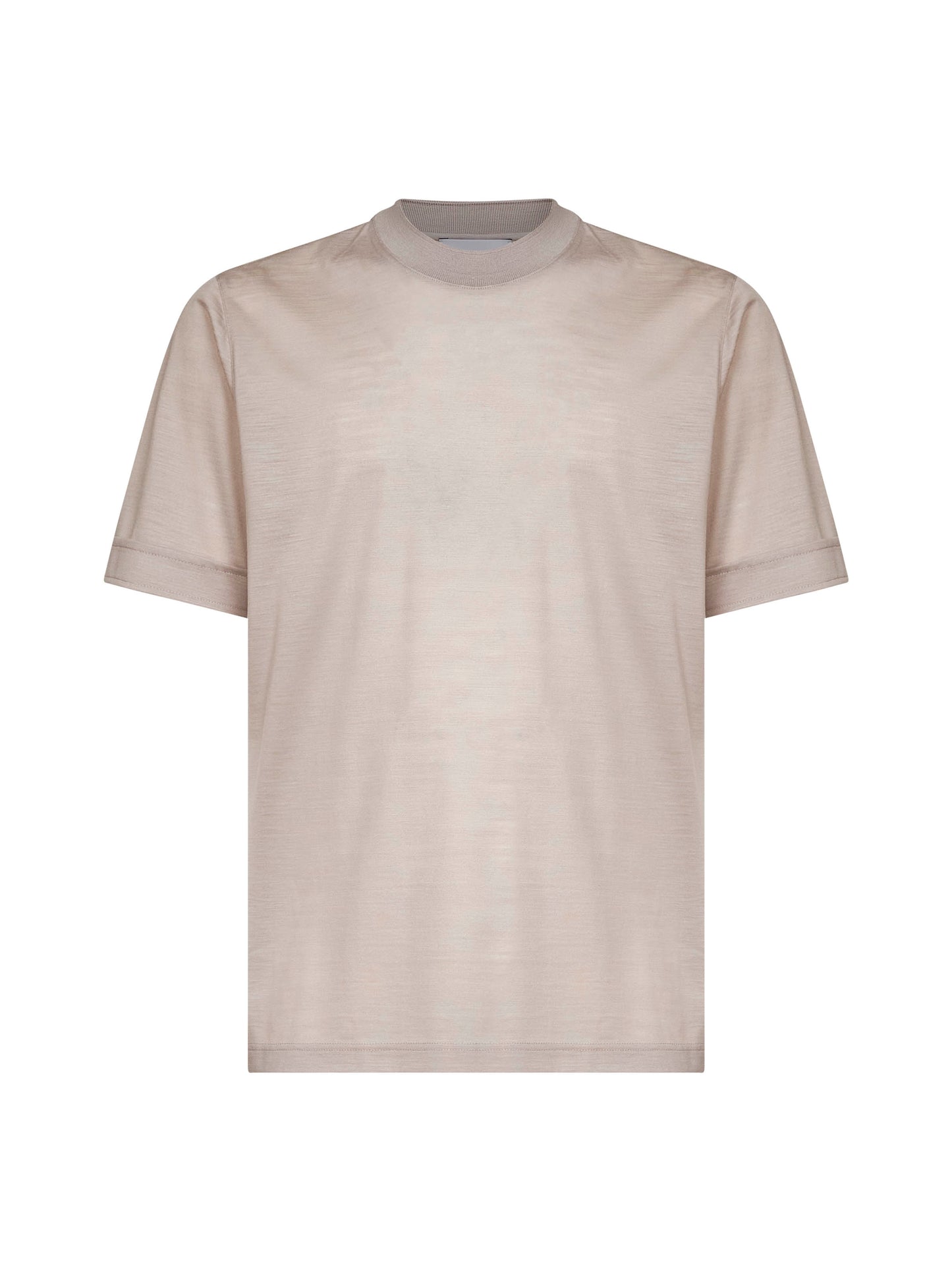 Taupe virgin wool jersey T-shirt