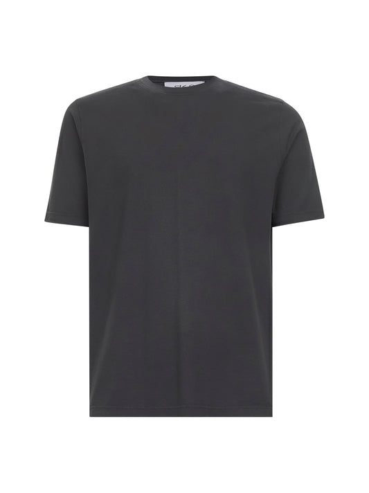 T-shirt girocollo in jersey di cotone grigio