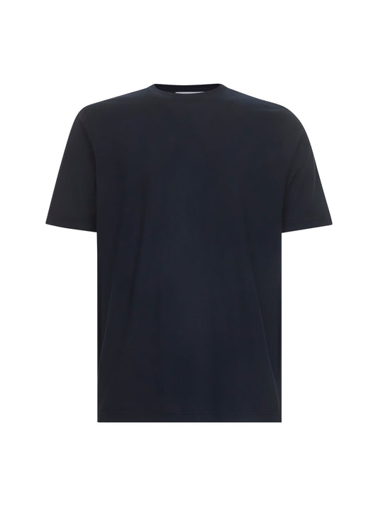 T-shirt girocollo in jersey di cotone blu
