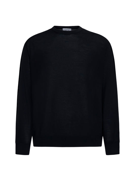 Black virgin wool crewneck sweater