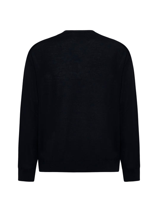 Black virgin wool crewneck sweater
