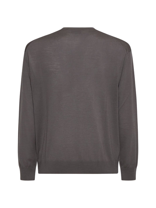 Maglia girocollo in lana vergine color fango