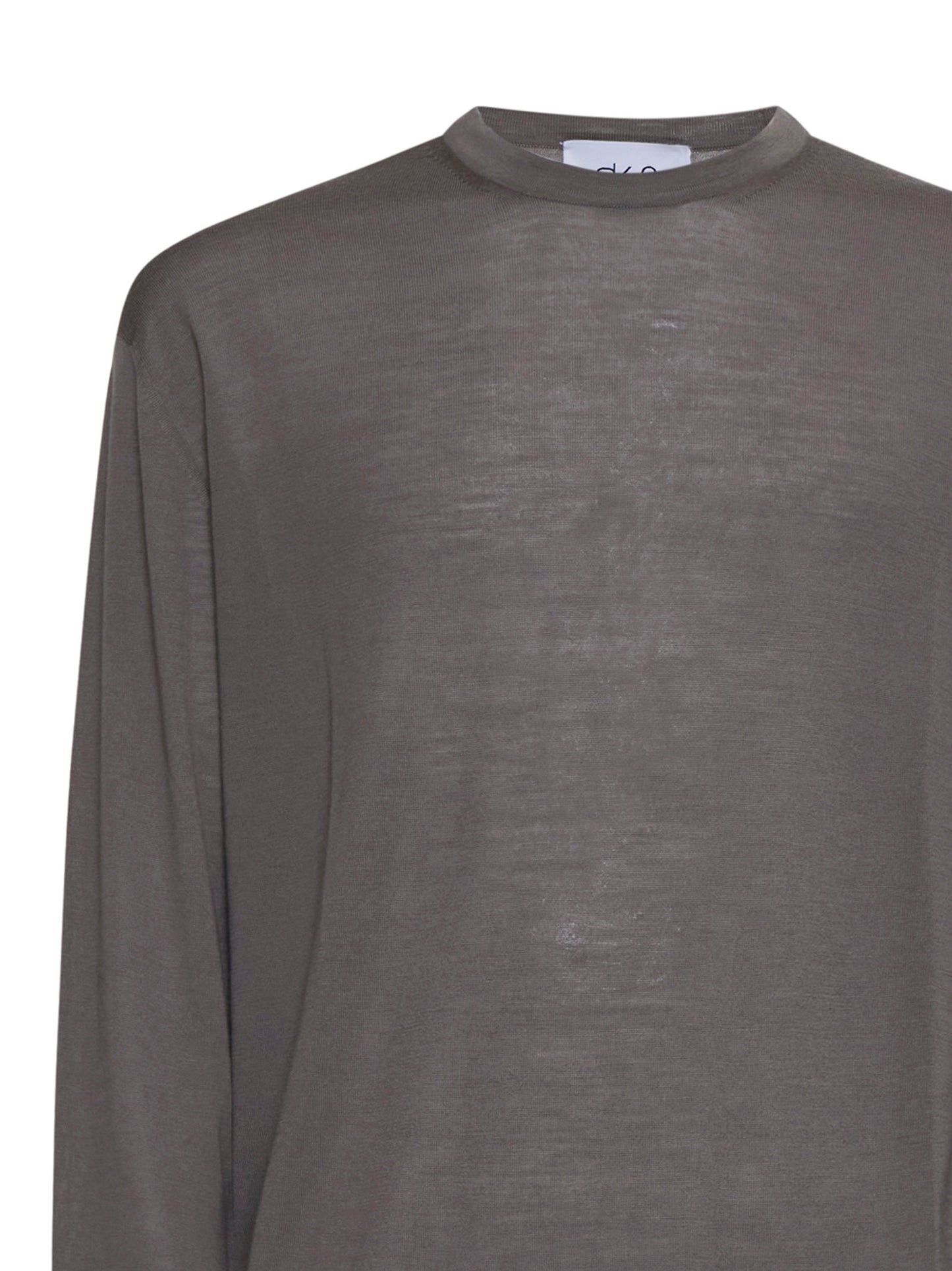 Maglia girocollo in lana vergine color fango
