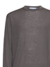 Maglia girocollo in lana vergine color fango