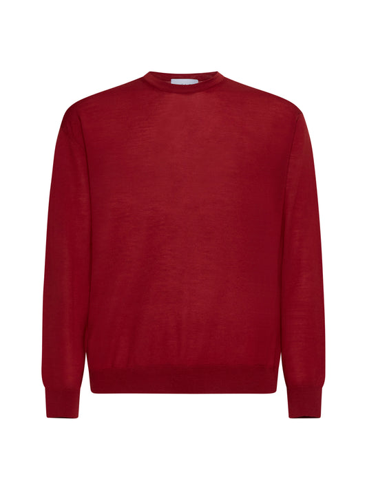 Red virgin wool crewneck sweater