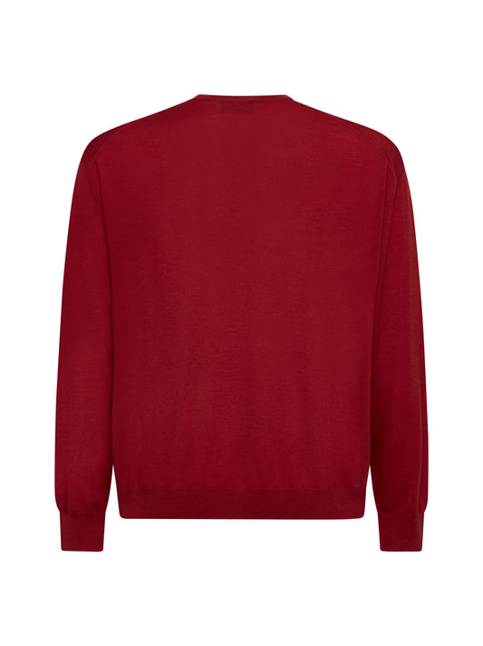 Red virgin wool crewneck sweater