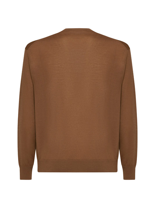 Hazelnut brown virgin wool crewneck sweater
