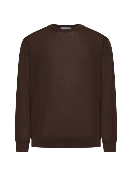Maglia girocollo in lana vergine marrone