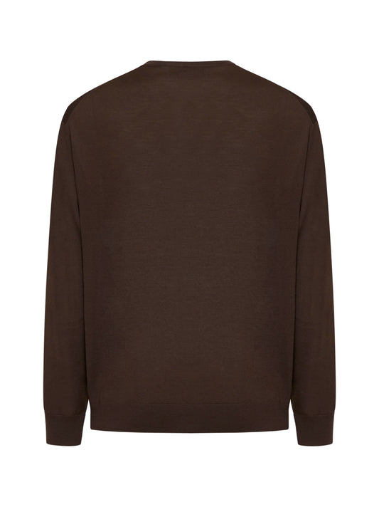 Maglia girocollo in lana vergine marrone