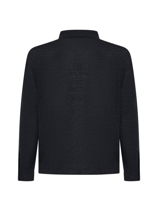 Grey virgin wool knit shirt