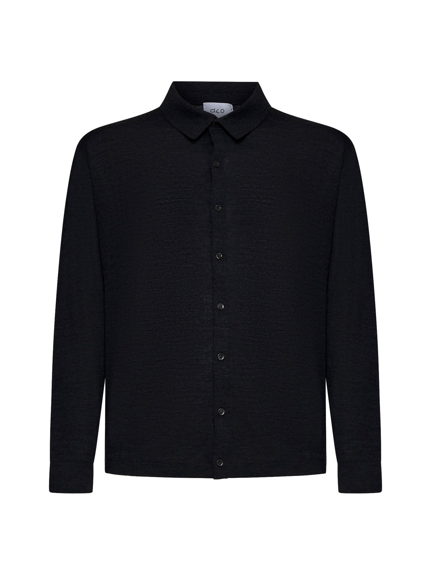 Black virgin wool knit shirt