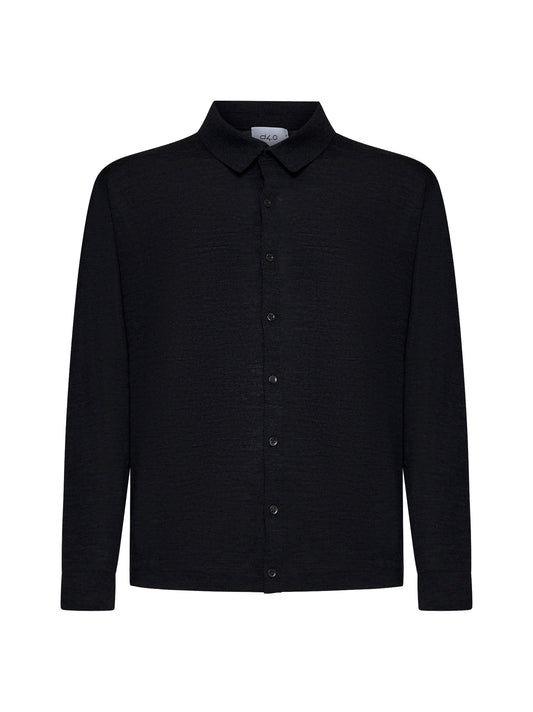 Black virgin wool knit shirt